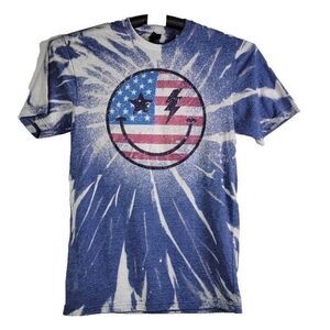 Gildan Tie-Dye Patriotic Peace Men's T-Shirt Size Medium Red White Blue